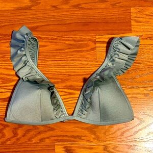 H&M Ruffled Teal Green Bikini Top size 12